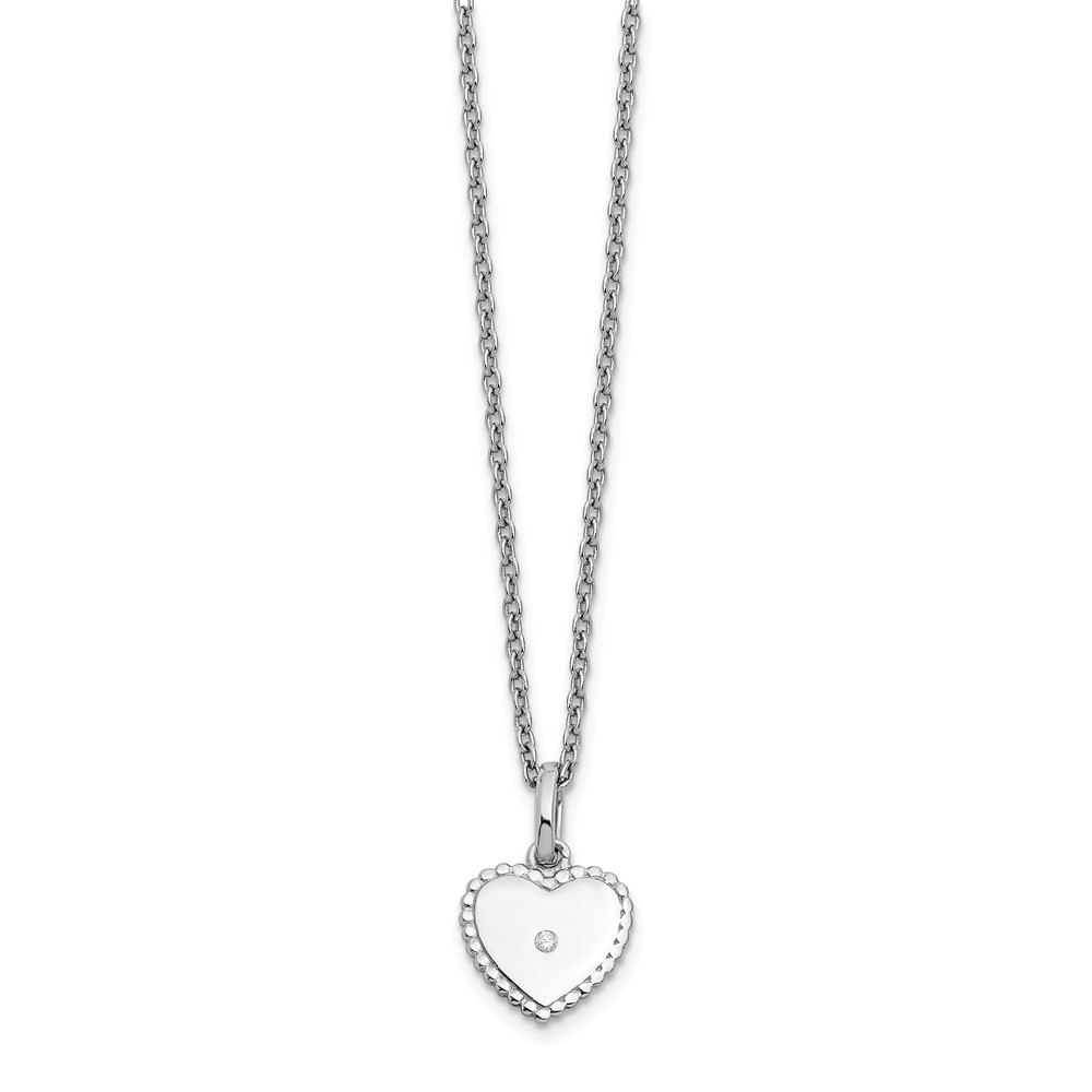 Sterling Silver Diamond Heart Necklace - Size 18