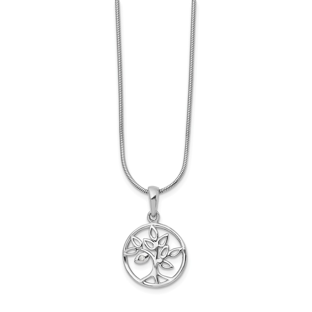Sterling Silver Diamond Tree Necklace - Size 18
