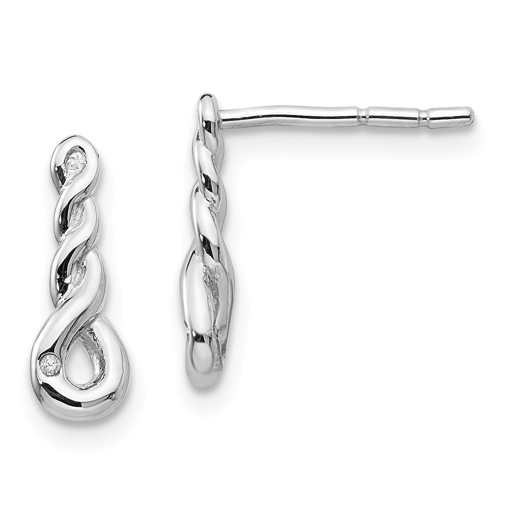 Qw323 Sterling Silver Twisted Diamond Post Earrings