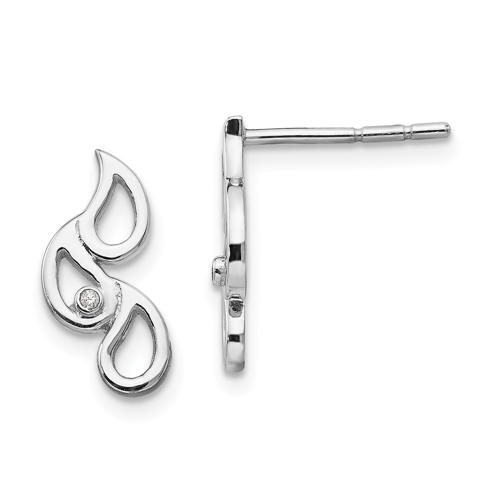 Qw391 Sterling Silver Diamond Raindrop Post Earrings