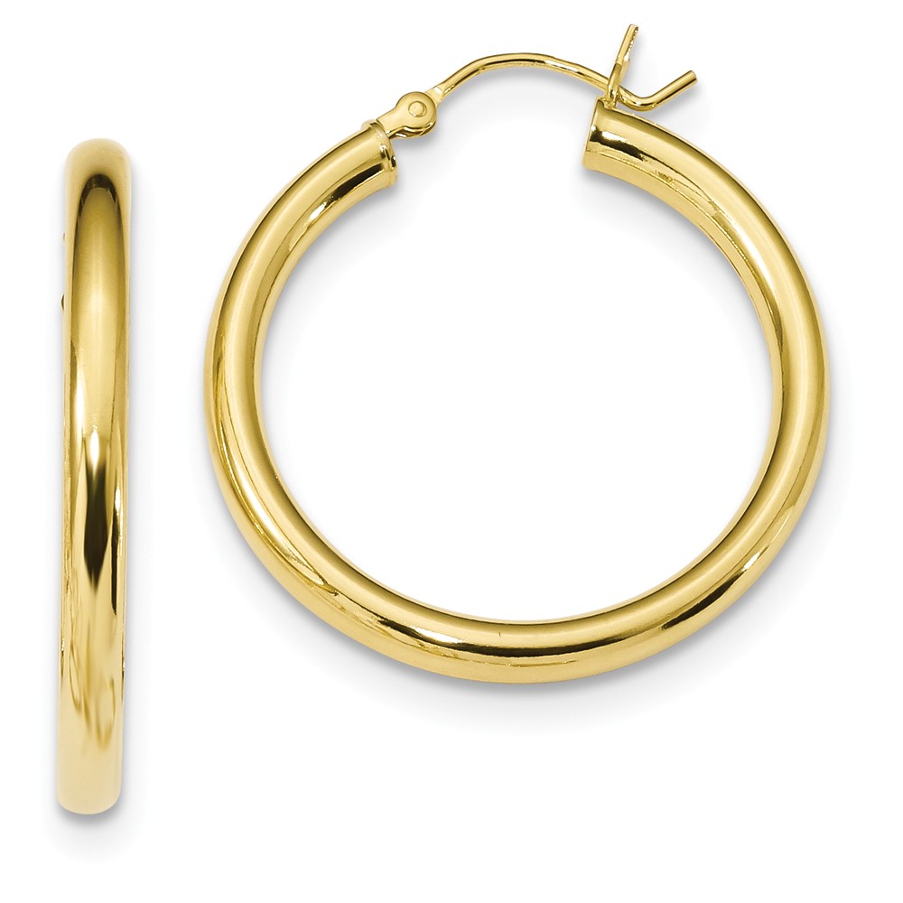 Reflection Beads Qe13164 Sterling Silver Gold-tone Polished Hoop Earrings