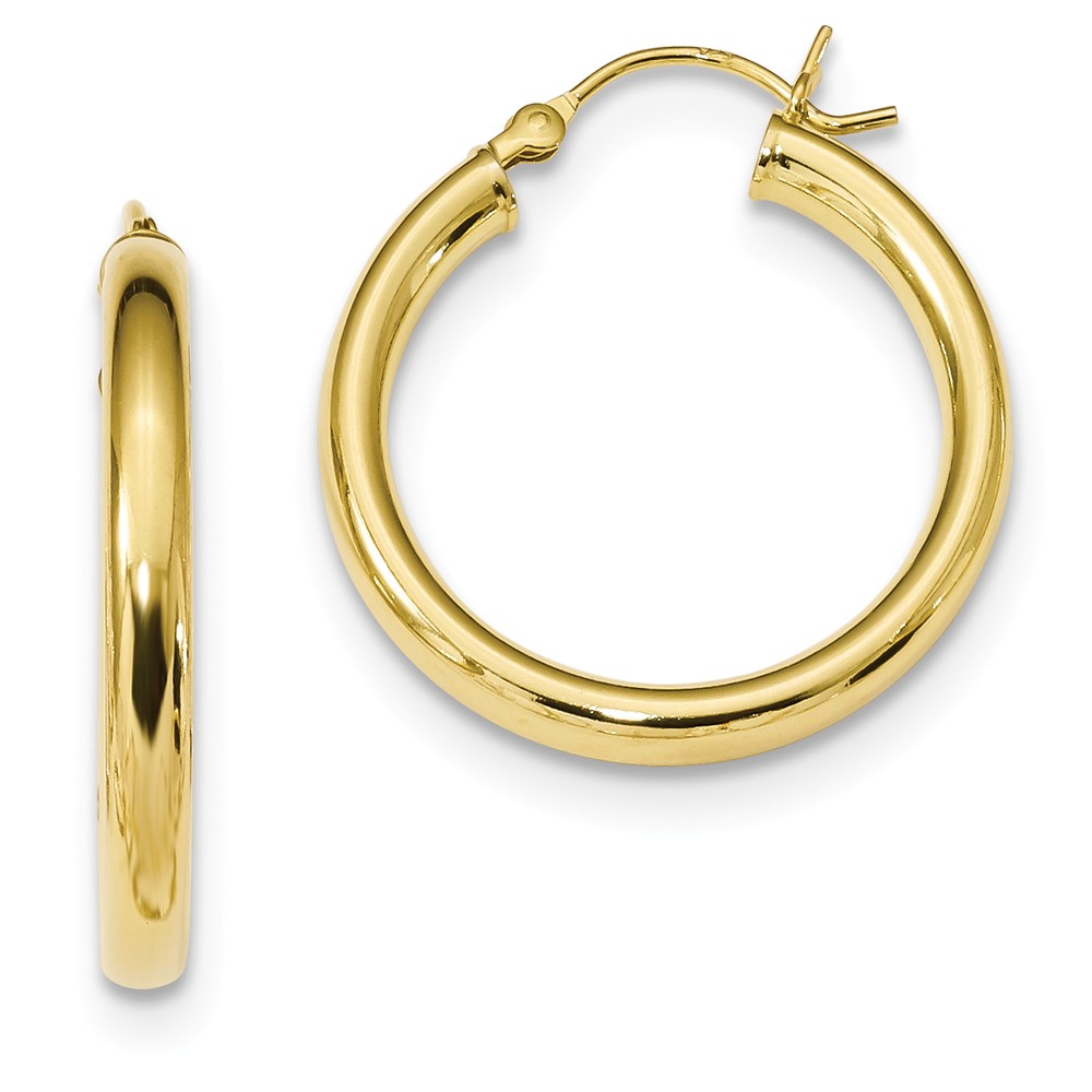 Reflection Beads Qe13172 Sterling Silver Gold-tone Polished Hoop Earrings