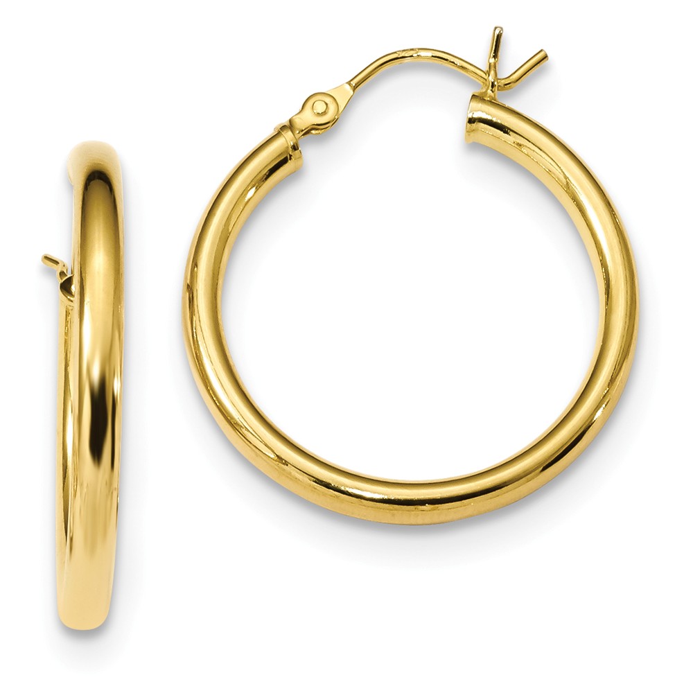 Reflection Beads Qe13156 Sterling Silver Gold-tone Polished Hoop Earrings