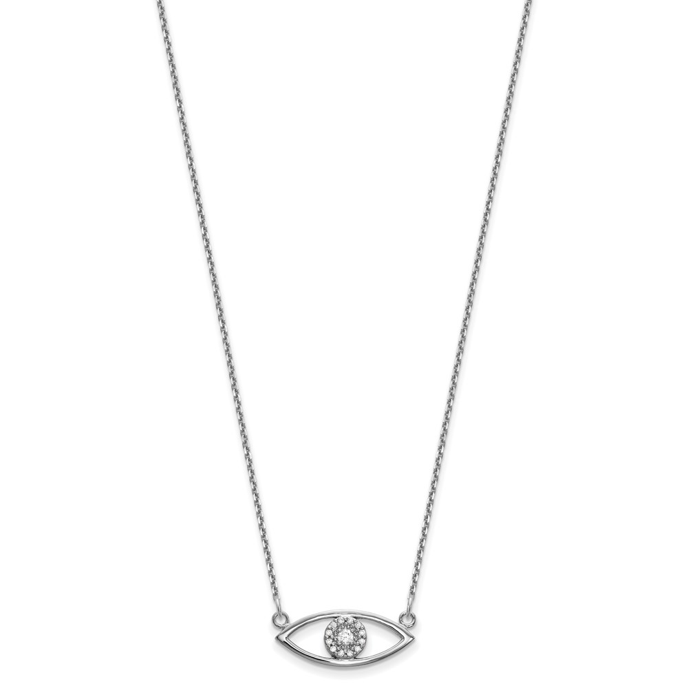 Picture of Finest Gold 14K White Gold Small Evil Eye Necklace with Out Chain Mounting