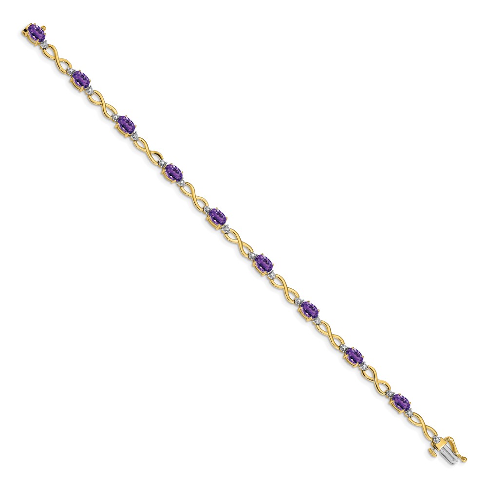 Picture of Finest Gold 14K Yellow Gold Amethyst &amp; Diamond Infinity Bracelet