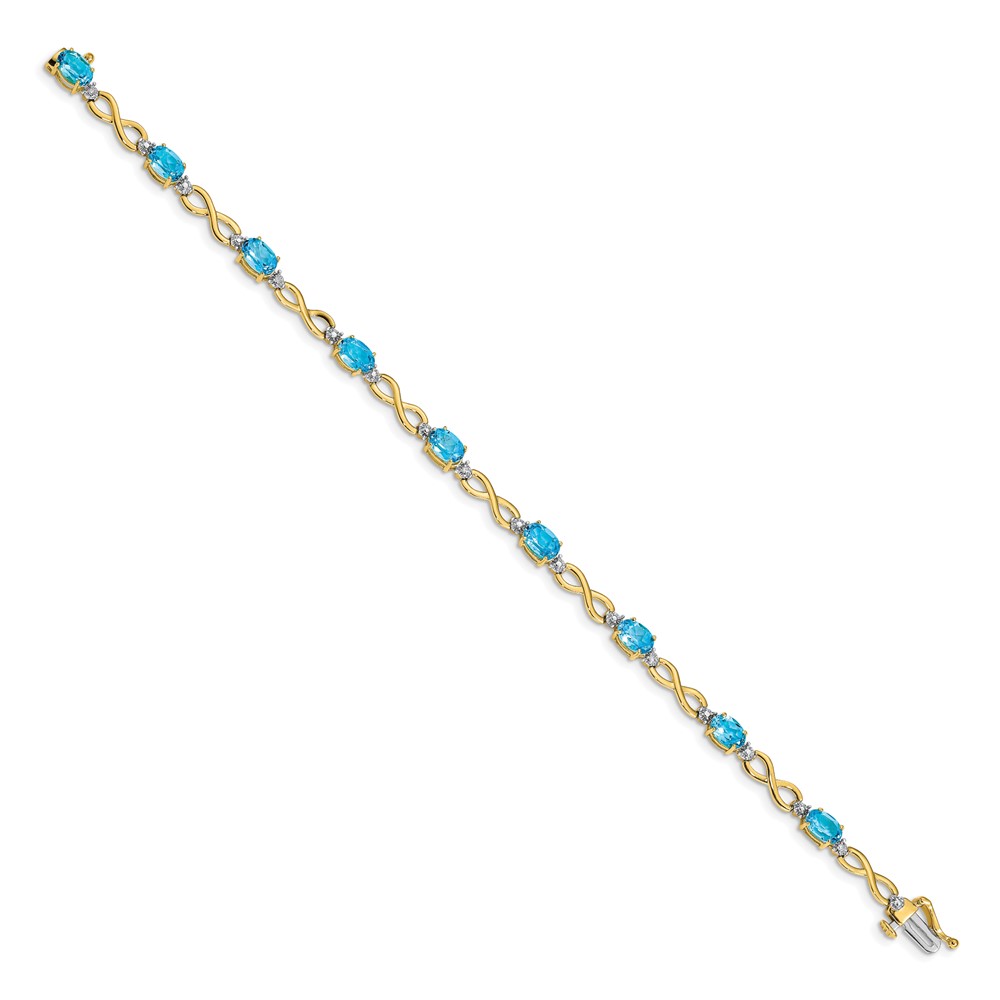 Picture of Finest Gold 14K Yellow Gold Blue Topaz &amp; Diamond Infinity Bracelet