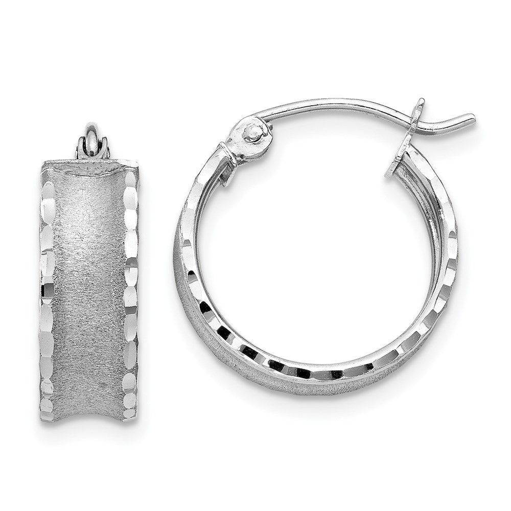 UPC 740702121060 product image for 14K White Gold Diamond-Cut Satin Hoop Earrings | upcitemdb.com
