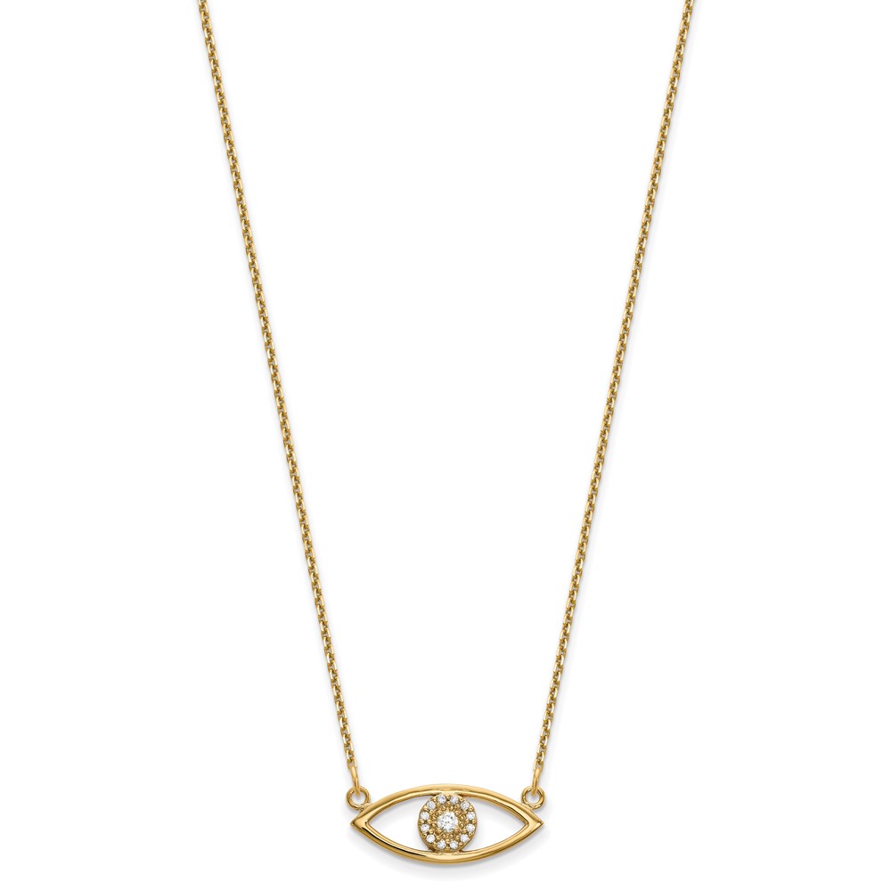 Picture of Finest Gold 14K Yellow Gold Small Necklace Diamond Evil Eye Pendant