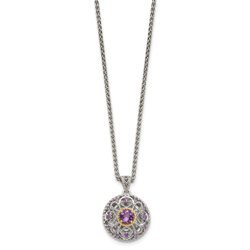 Picture of Finest Gold Sterling Silver with 14K Accent Amethyst Necklace