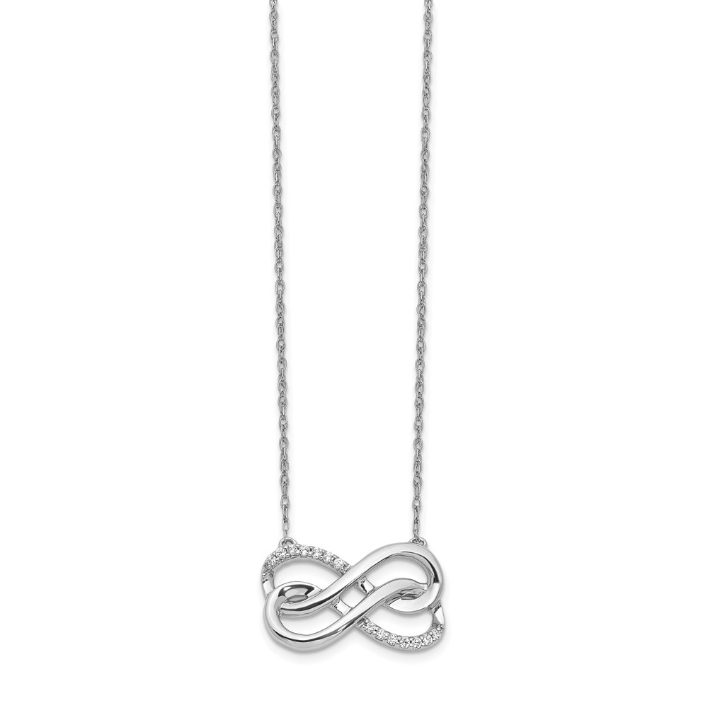 Picture of Finest Gold 14K White Gold Diamond Double Infinity Symbol 18 in. Necklace