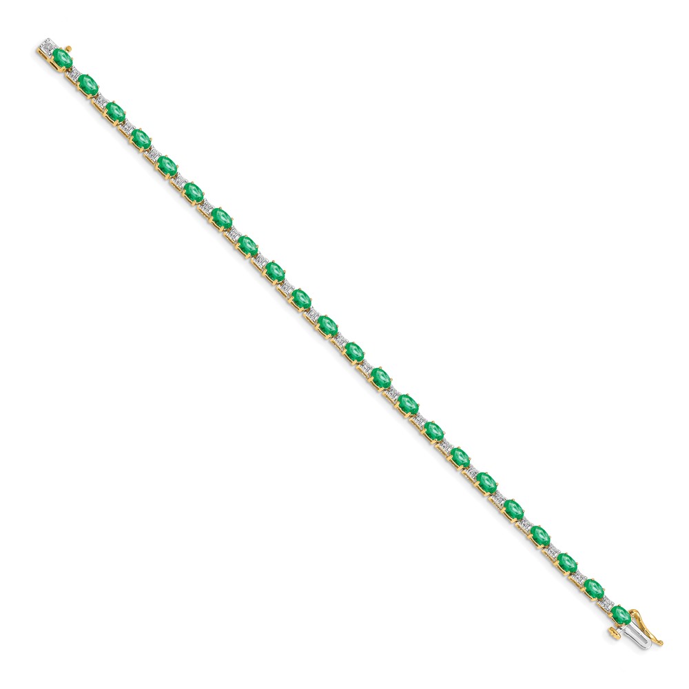 Picture of Finest Gold 14K Yellow Gold Diamond &amp; Emerald Bracelet