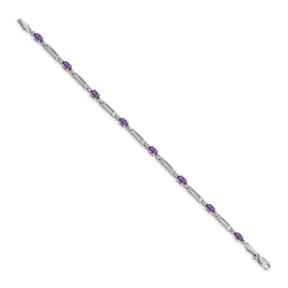 Picture of Finest Gold 14K White Gold Diamond &amp; Amethyst Bracelet