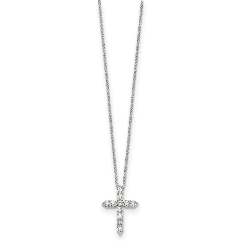 Picture of Finest Gold 14K White Gold Diamond Cross 18 in. Necklace
