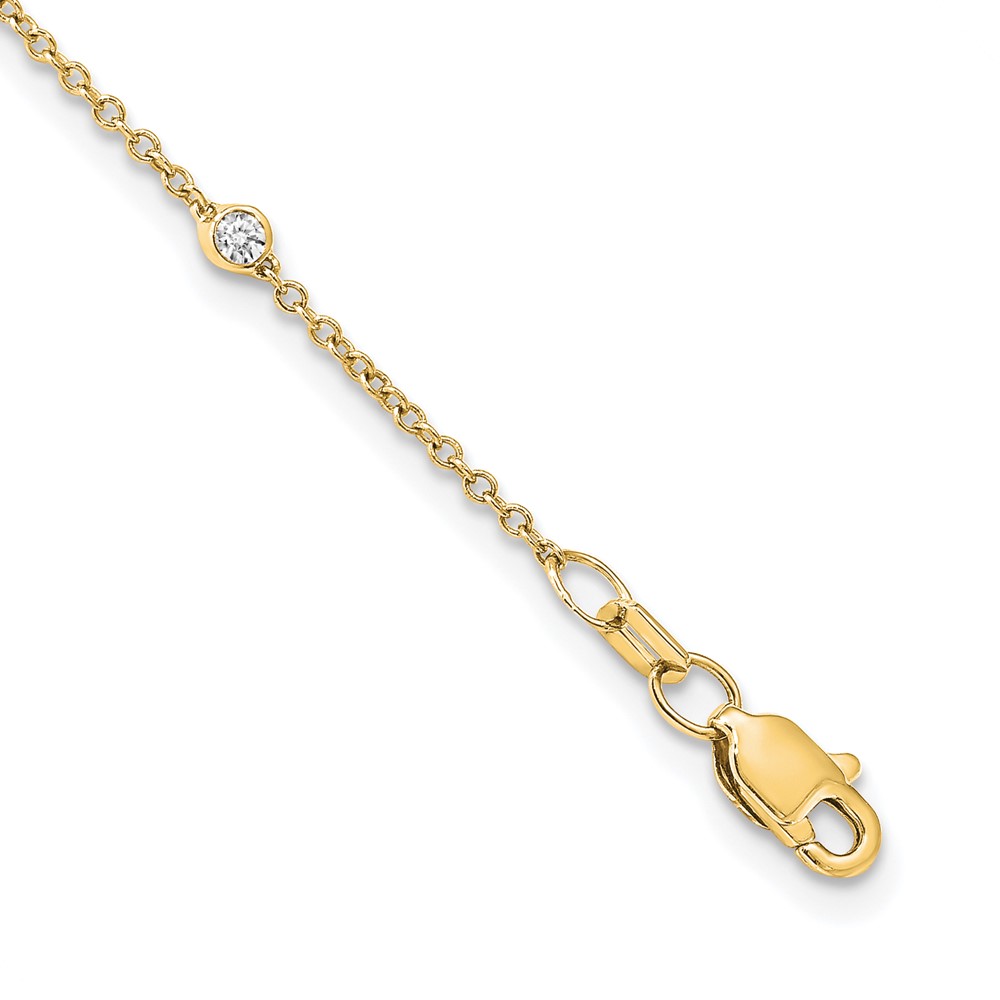 Picture of Finest Gold 14K Yellow Gold Diamond Station Cable 16 in. Necklace