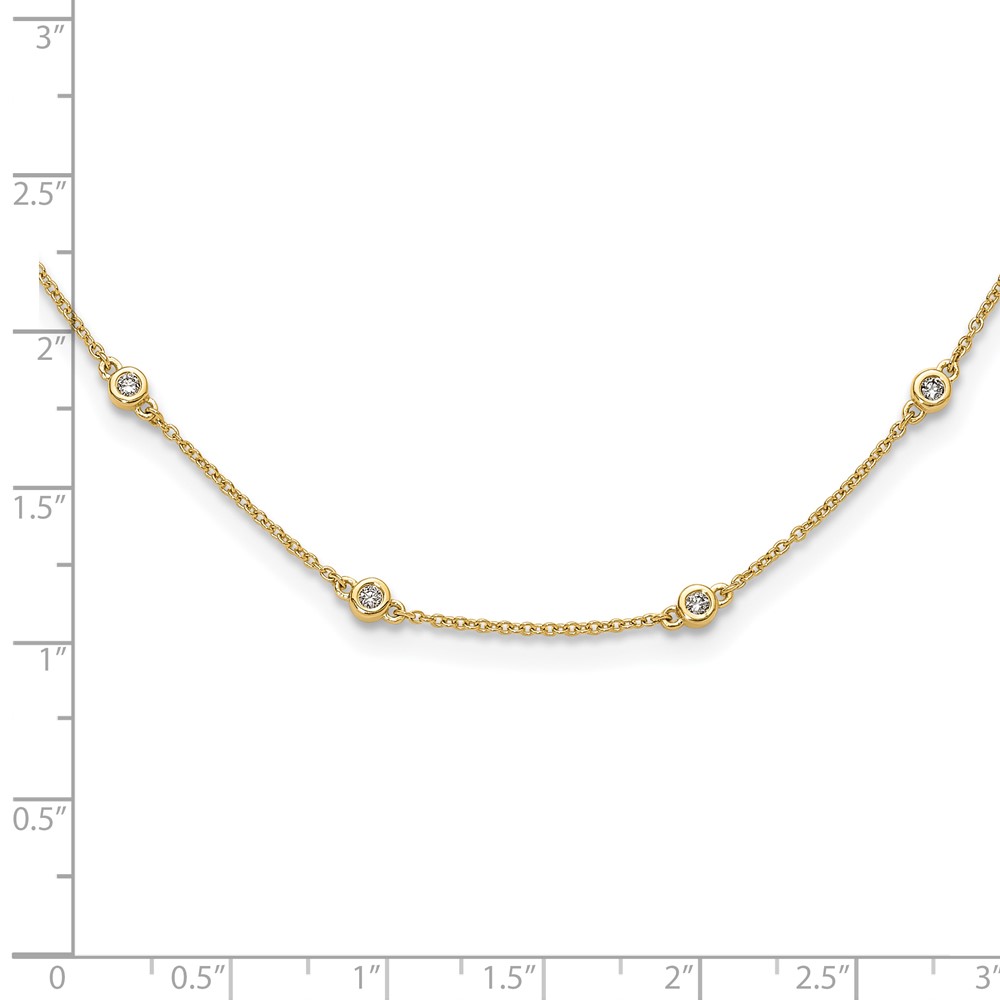 Picture of Finest Gold 14K Yellow Gold Diamond Station Cable 16 in. Necklace