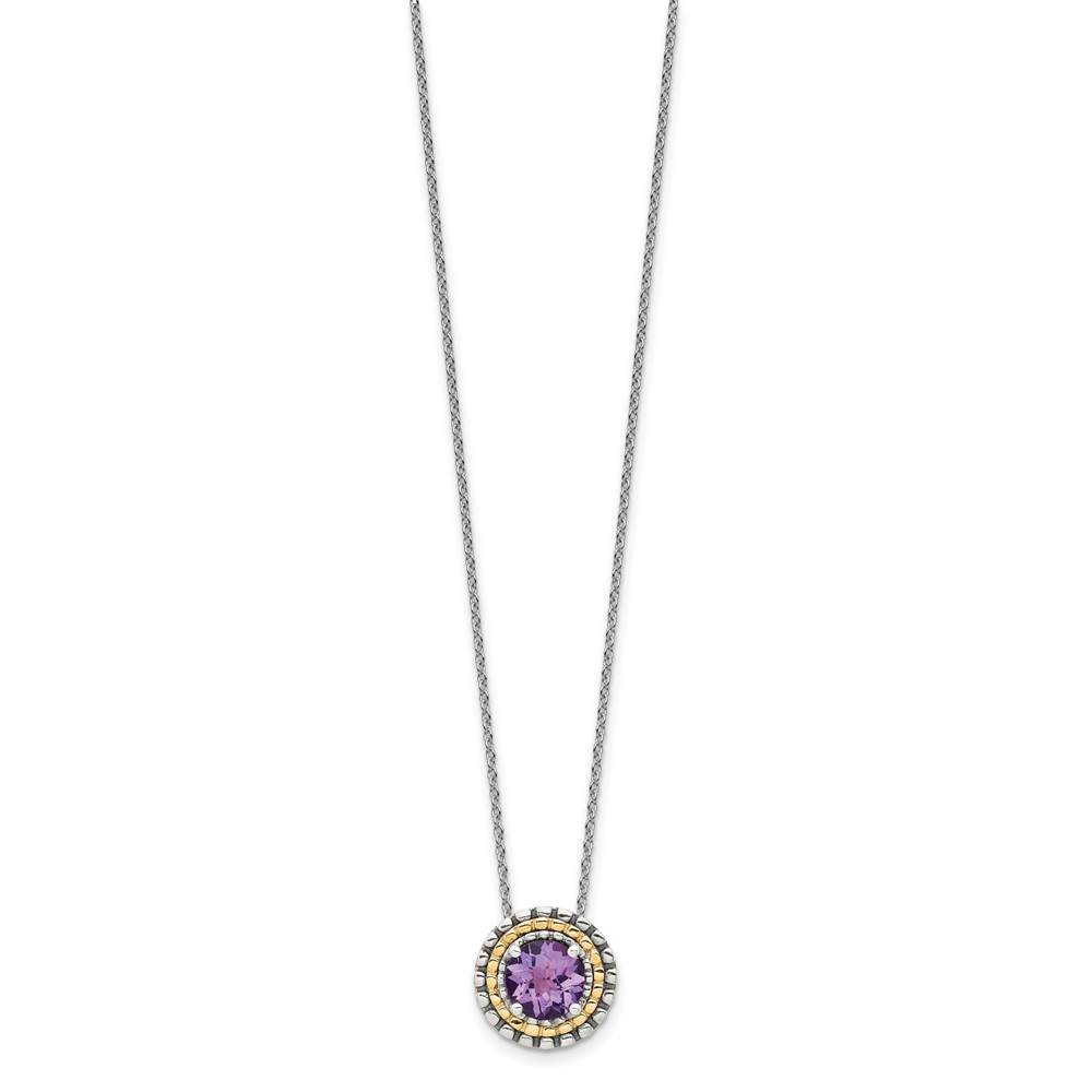 Picture of Finest Gold Sterling Silver with 14K Accent Amethyst Round Chain Slide Necklace