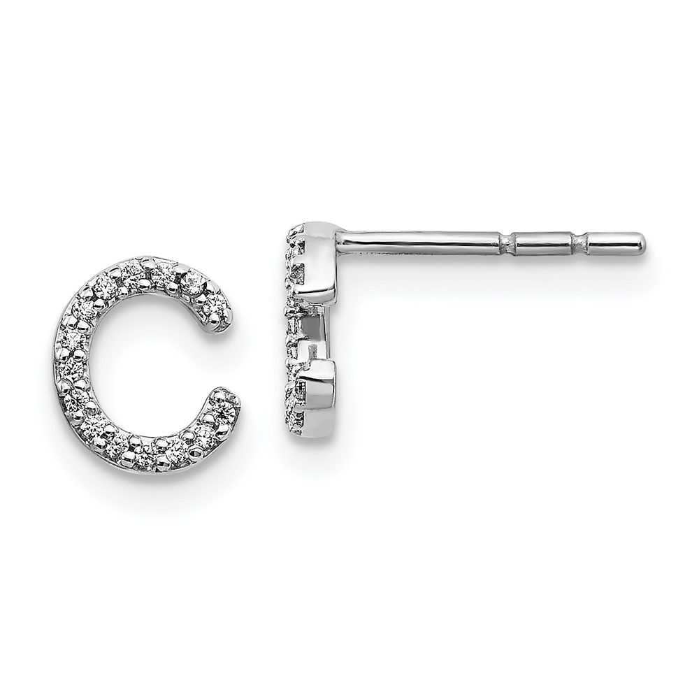 UPC 883957261195 product image for 14K White Gold Diamond Initial C Earrings | upcitemdb.com