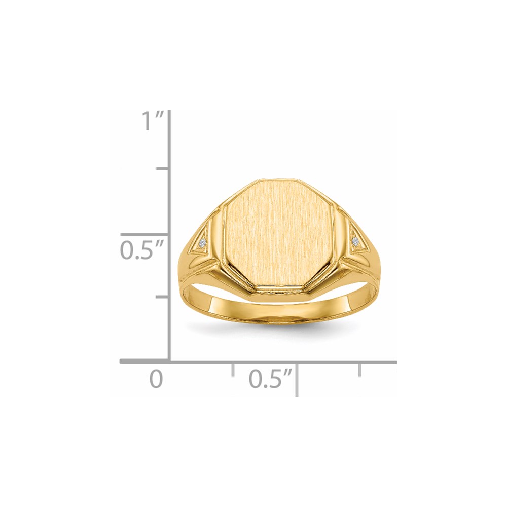 Picture of Finest Gold 14K 12.5 x 11.5 mm Open Back AA Diamond Mens Signet Ring&#44; Size 9.5