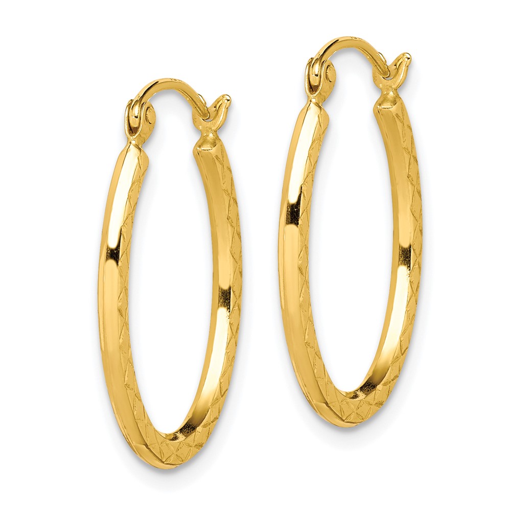 Picture of Finest Gold 10K Yellow Gold Textured Hollow Oval Hoop Earrings