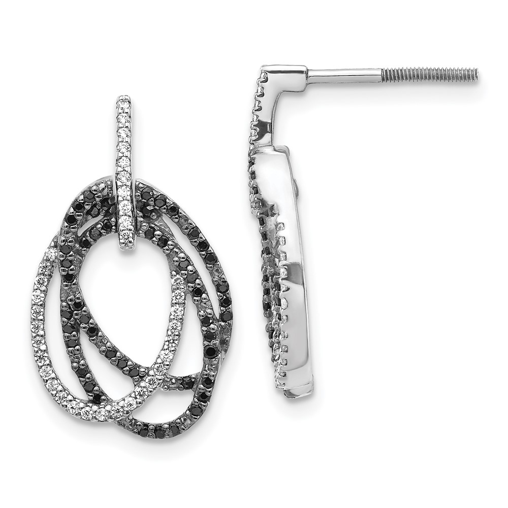 UPC 883957414416 product image for 14K White Gold White & Black Diamond Ovals Dangle Post Earrings | upcitemdb.com