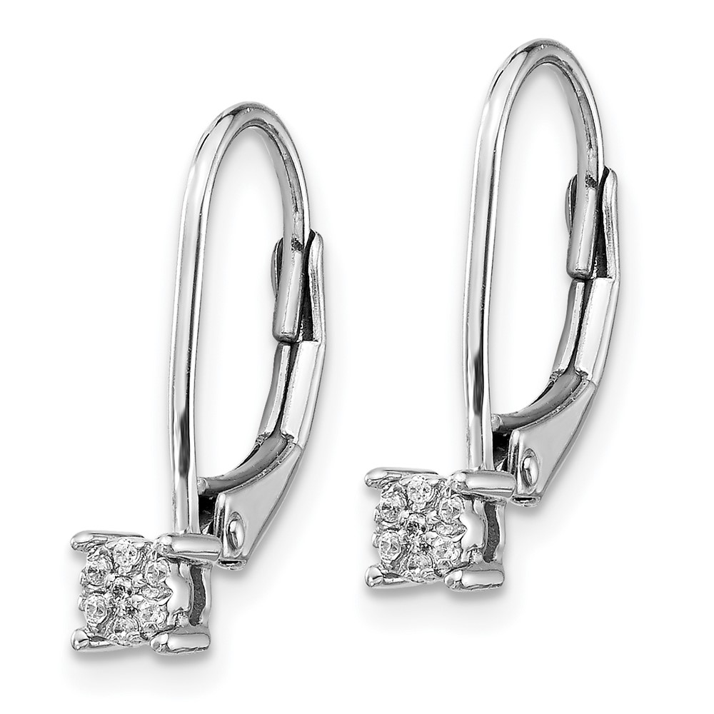 Picture of Finest Gold  14K White Gold Diamond Cluster Leverback Earrings