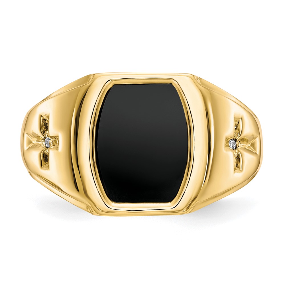 Picture of Finest Gold 10K Onyx &amp; 0.01 CTW Diamond Mens Cross Ring&#44; Size 10