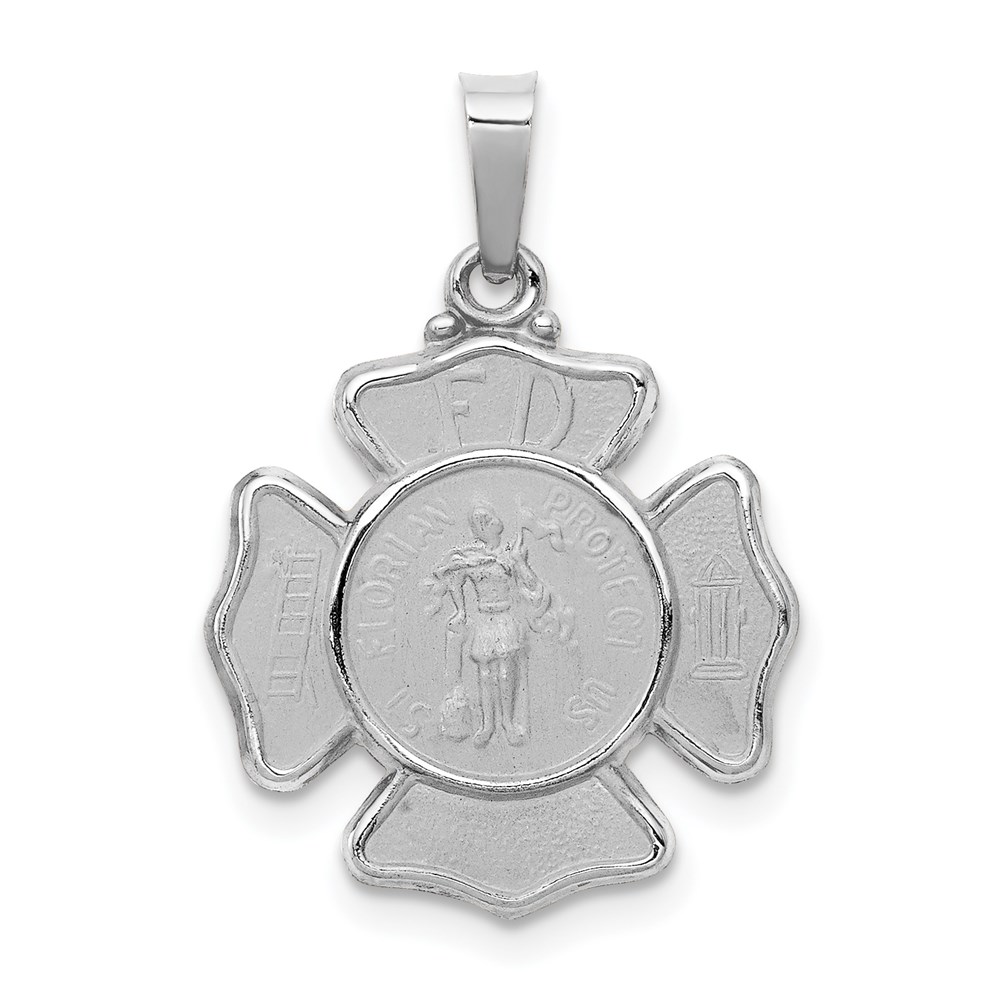UPC 883957421827 product image for 14K White Gold Polished & Satin St Florian Badge Pendant | upcitemdb.com