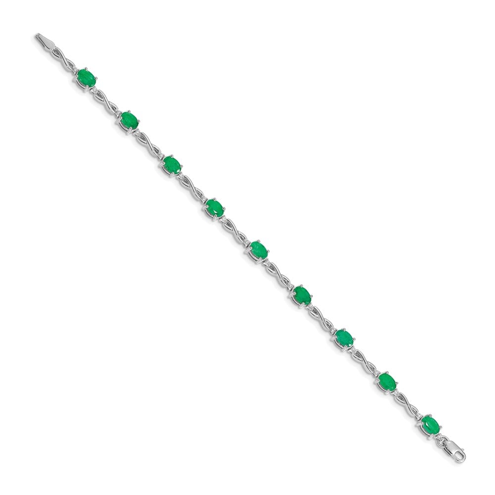 Picture of Finest Gold 14K White Gold Diamond &amp; Emerald Bracelet