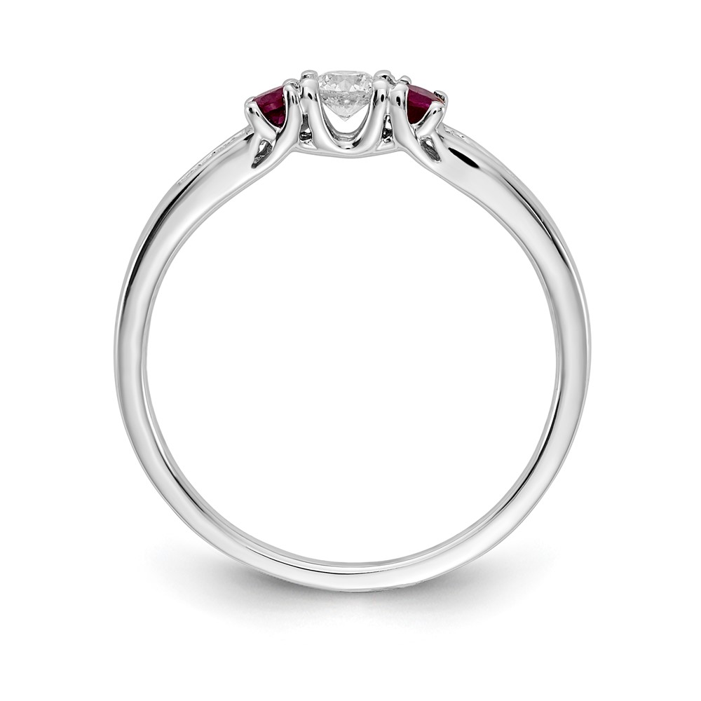 Picture of Finest Gold 14K White Gold Diamond &amp; Ruby 3-Stone Ring - Size 6.75