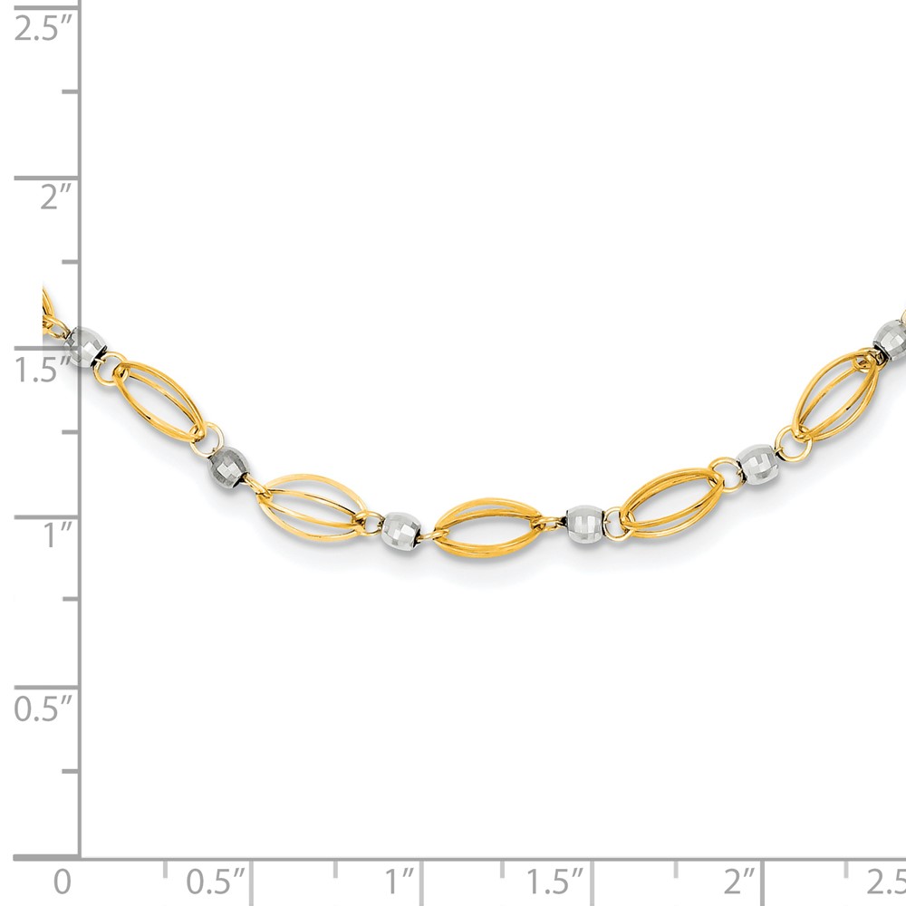 Picture of Finest Gold 14K Two-tone Fancy Mirror Bead Necklace