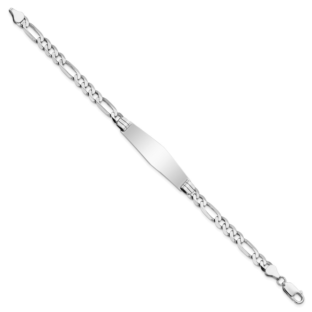 Picture of Finest Gold 14K White Gold Figaro Link Soft Diamond Shape ID 8 in. Bracelet