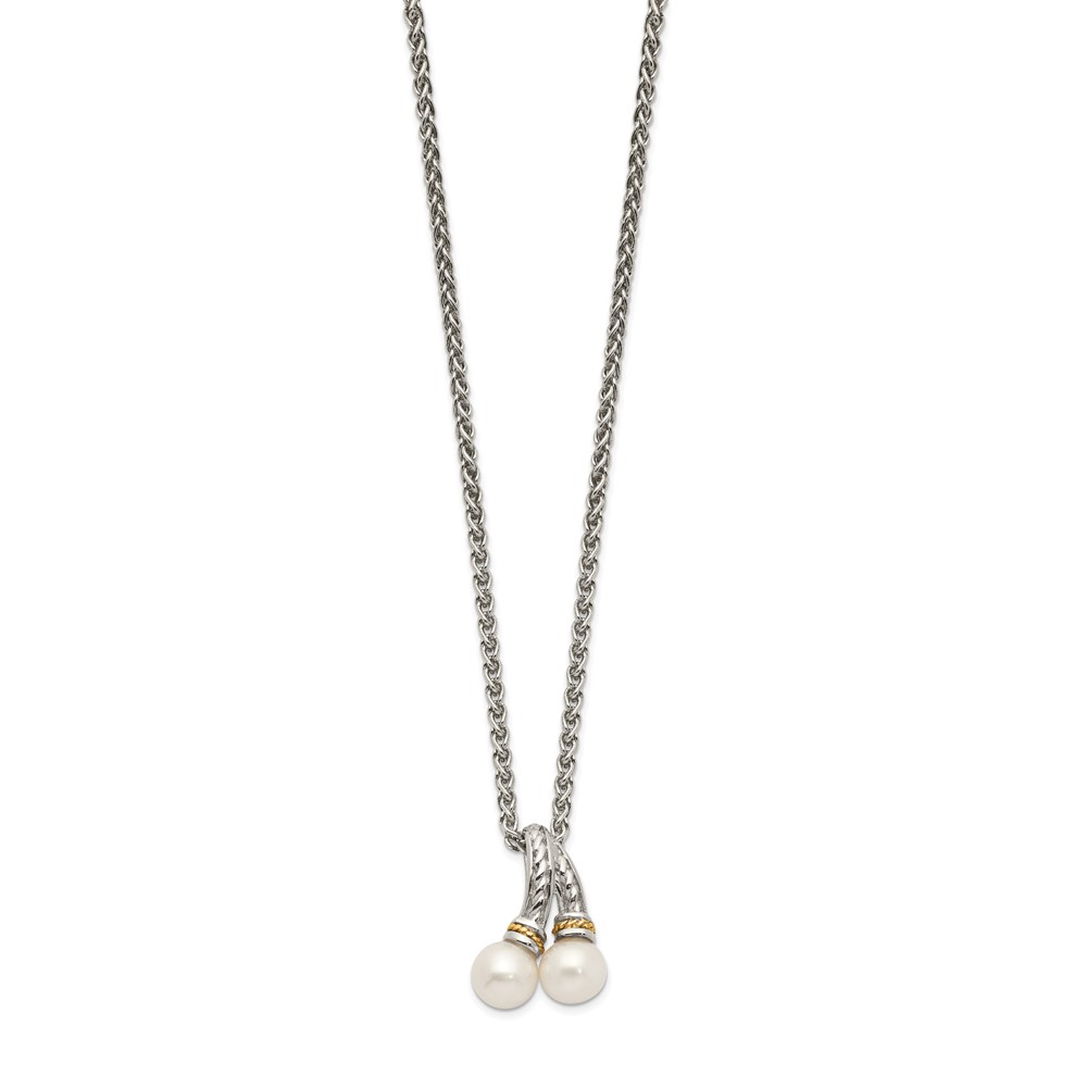 Picture of Finest Gold Sterling Silver with 14K Accent Two 6-7 mm FWC Pearl Chain Slide Necklace