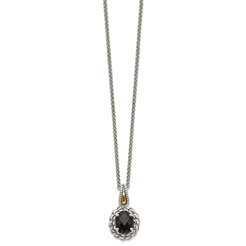 Picture of Finest Gold Sterling Silver with 14K Polished Onyx Necklace