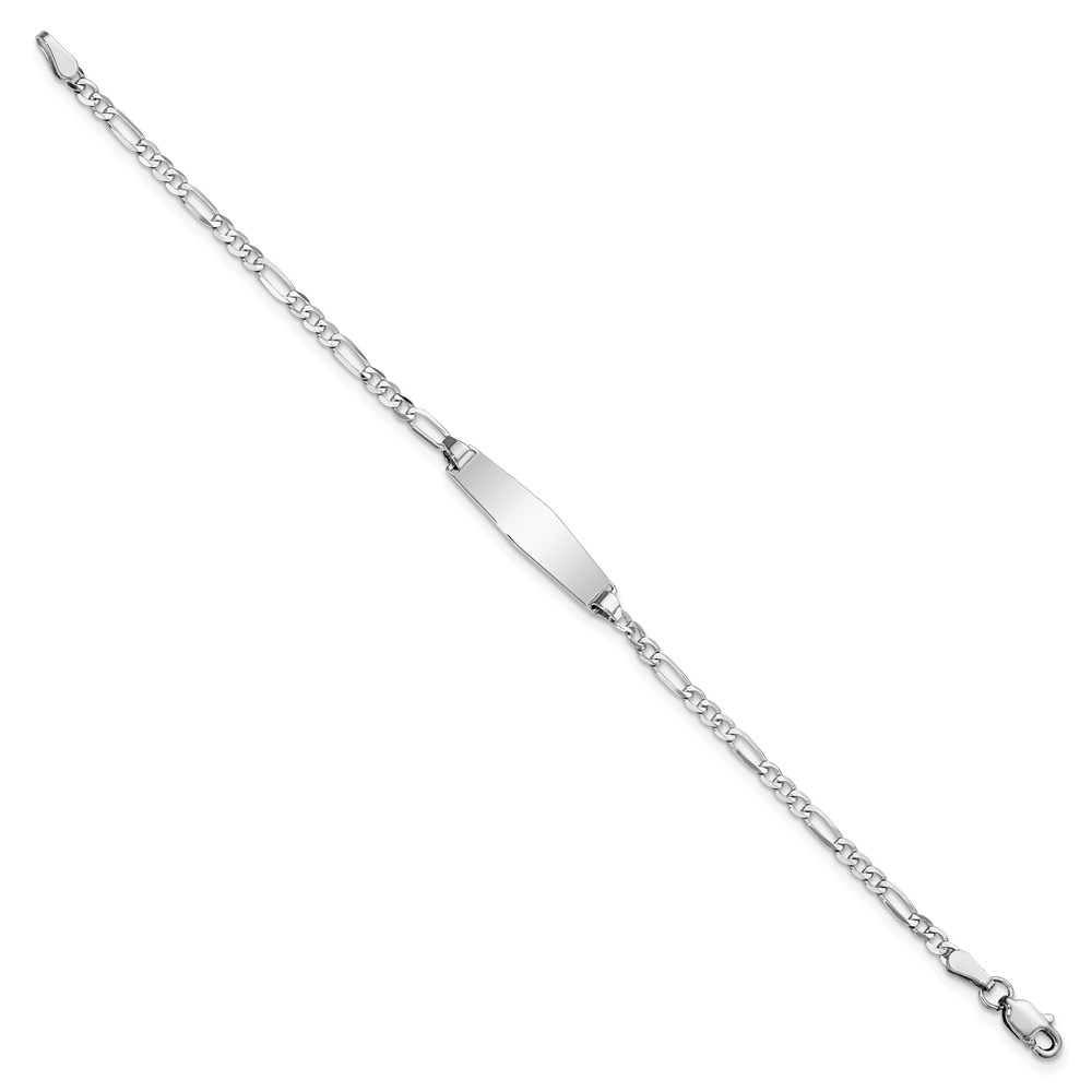 Picture of Finest Gold 14K White Gold Soft Diamond Shape Figaro Link ID 7 in. Bracelet