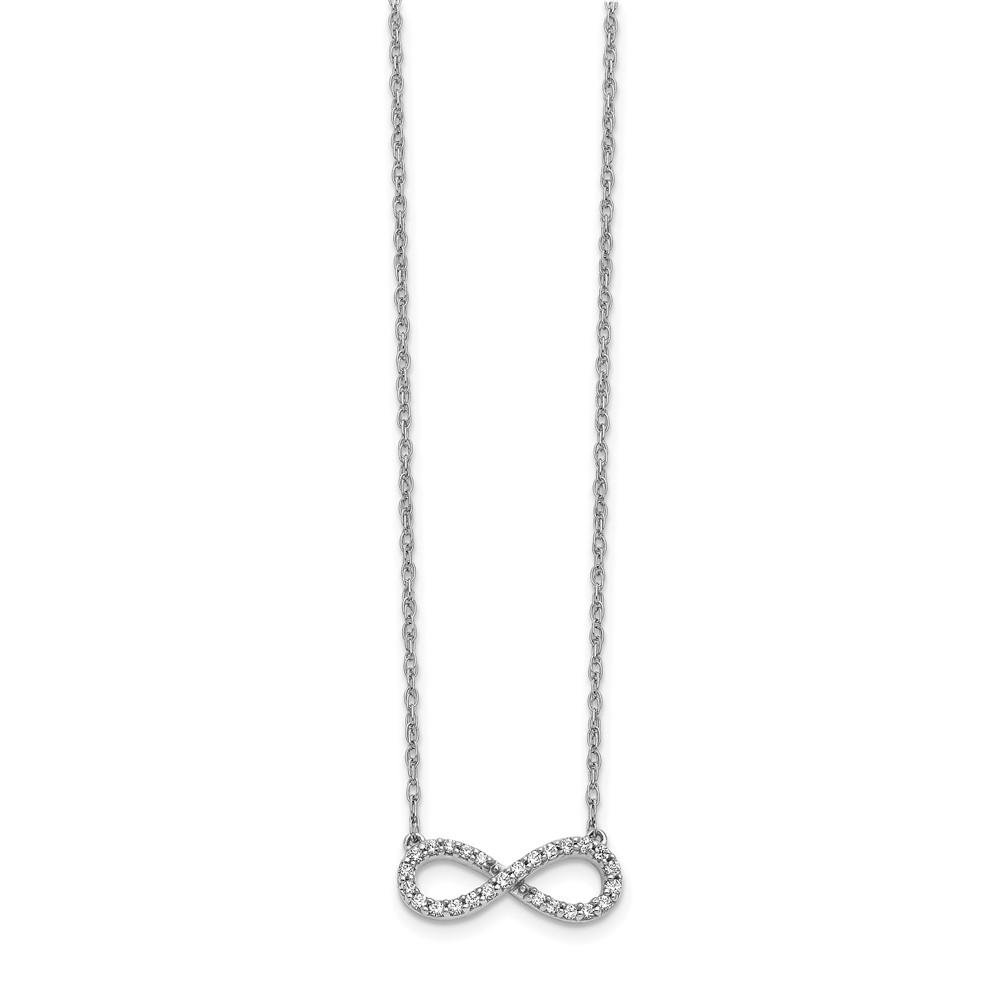 Picture of Finest Gold 14K White Gold Polished Diamond Infinity Symbol 18 in. Necklace