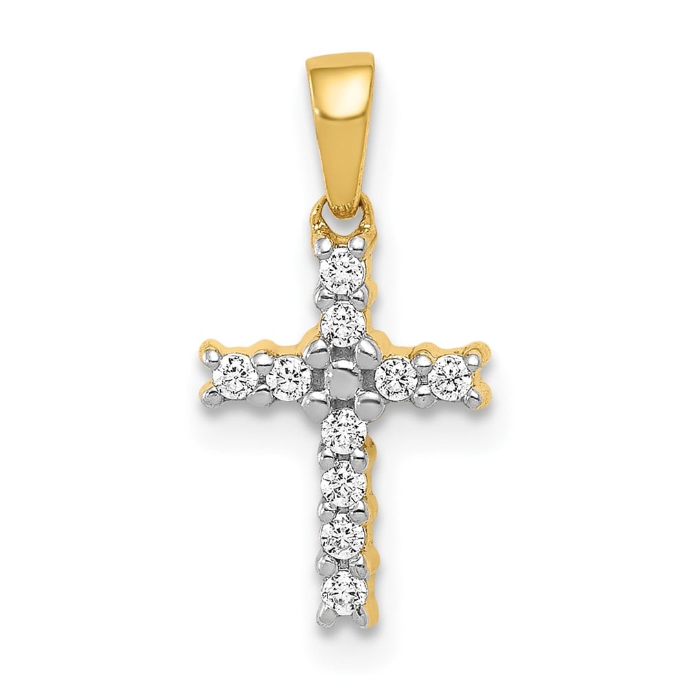 UPC 886774016306 product image for 14K Yellow & Rhodium 0.1CT Diamond Latin Cross Pendant | upcitemdb.com
