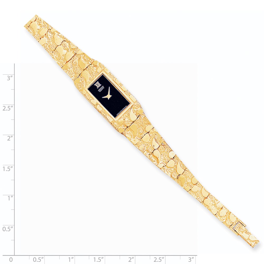 Picture of Finest Gold 10K Yellow Gold Black 15 x 31 mm Dial Rectangular Face Nugget Watch