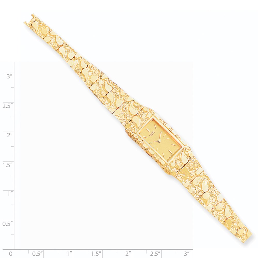 Picture of Finest Gold 10K Yellow Gold Champagne 15 x 31 mm Dial Rectangular Face Nugget Watch