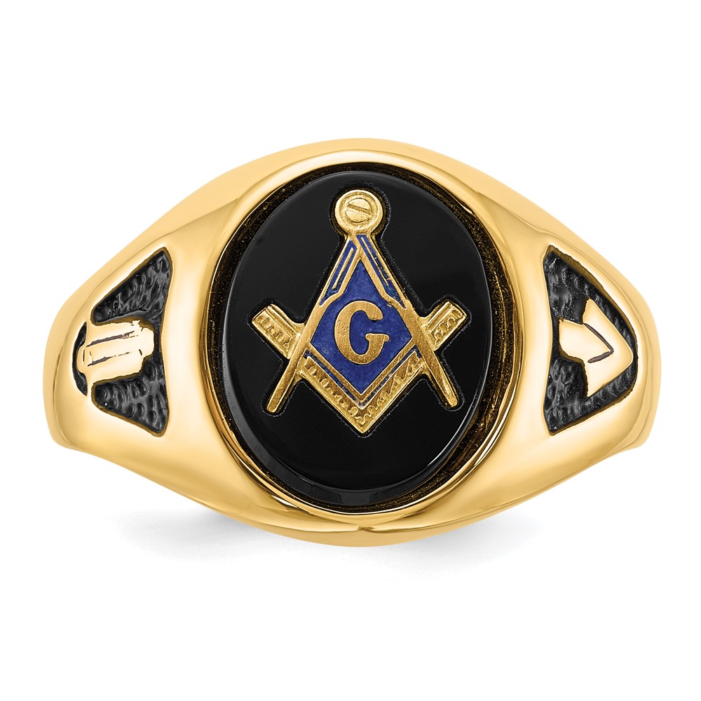 Picture of Finest Gold 14K Mens Masonic Ring  Yellow - Size 10