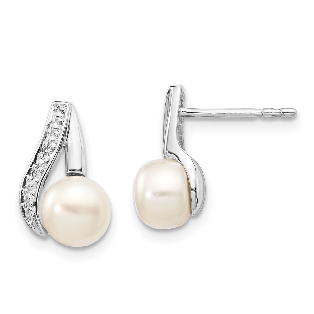 UPC 886774125855 product image for XE1789P-A 14K White Gold 6-7 mm Button FWC Pearl .02ct Diamond Post Earrings | upcitemdb.com