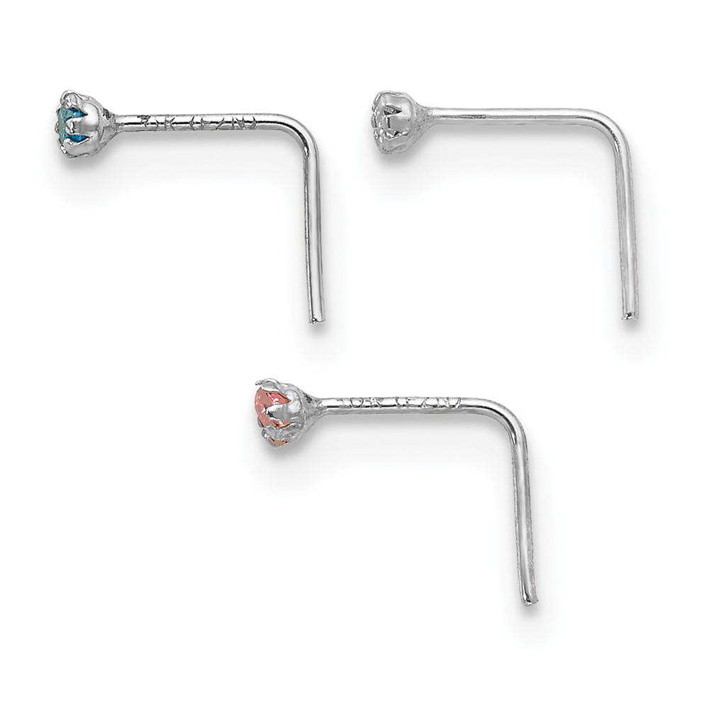 Picture of Finest Gold 10K White Gold 1.5 mm Nose Stud - Set of 3
