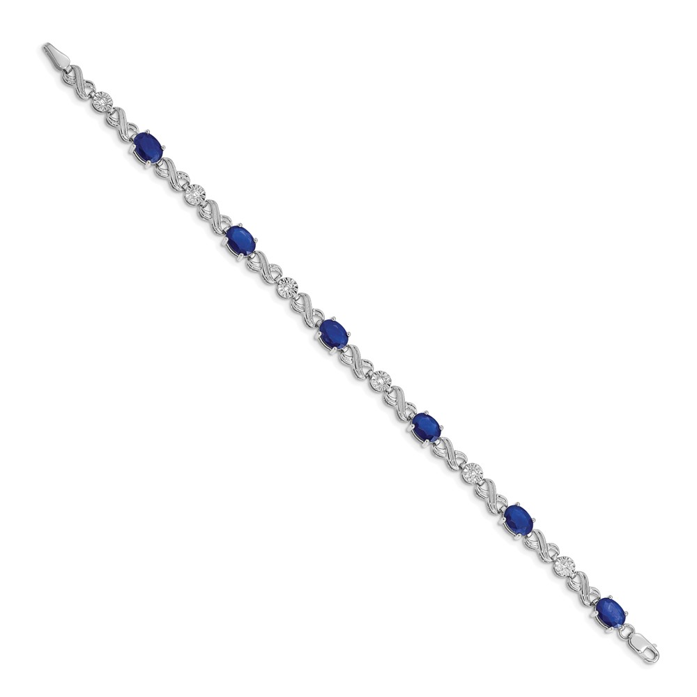 Picture of Finest Gold 14K White Gold Diamond &amp; Sapphire Infinity Bracelet