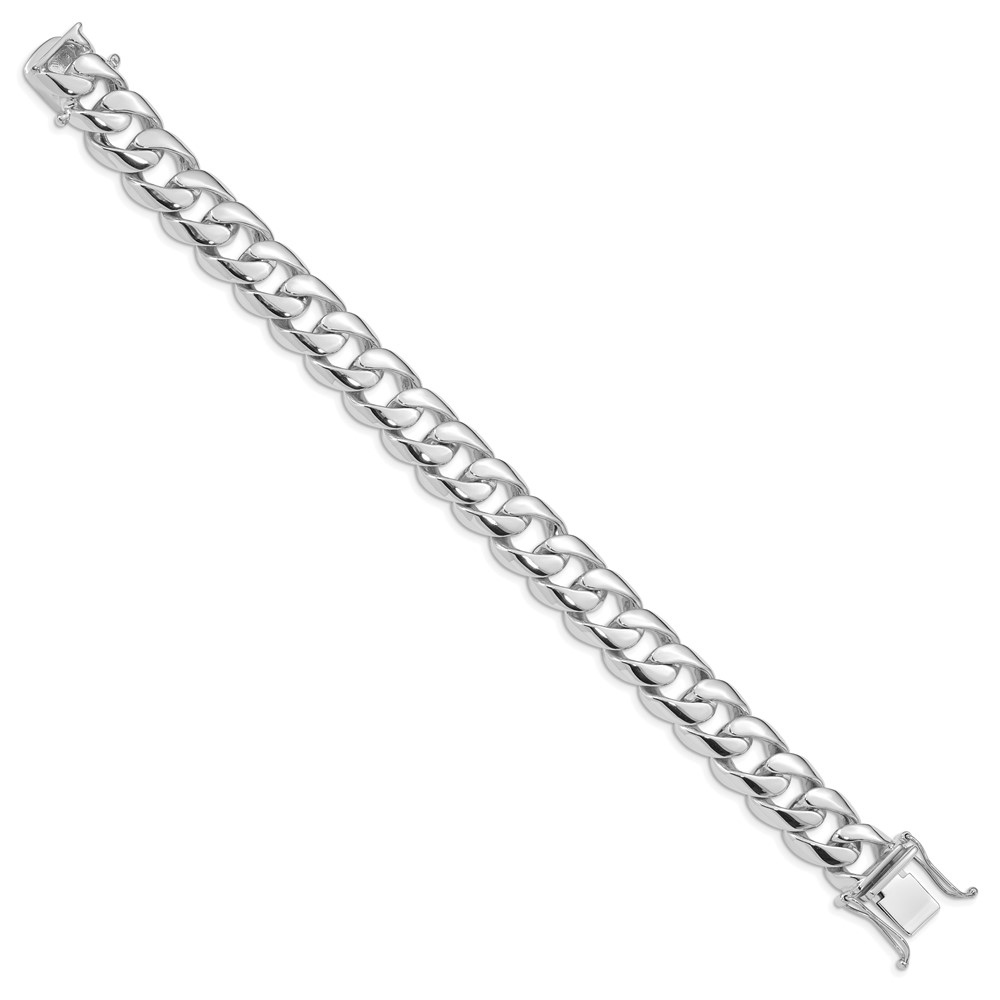 Picture of Finest Gold 14k White Gold 13.4 mm Hand-polished Rounded Curb Link Bracelet
