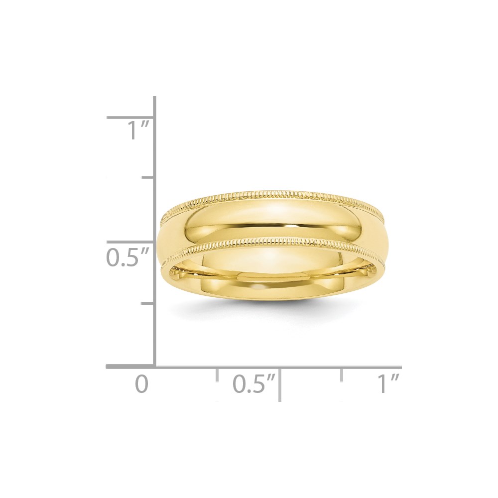Picture of Finest Gold 10KY 6 mm Milgrain Comfort Fit Ring&#44; Band Size 10