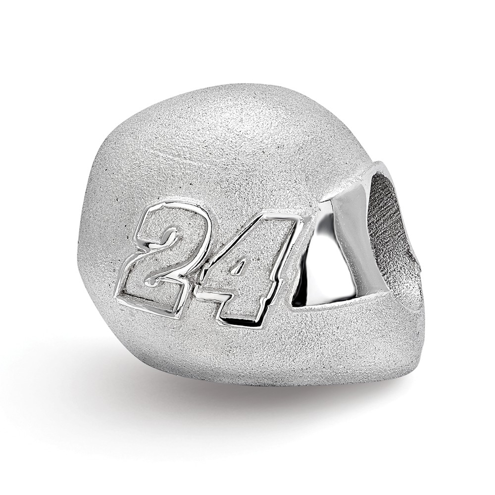 Nas00324 Sterling Silver Bead Helmet With Driver Number 24