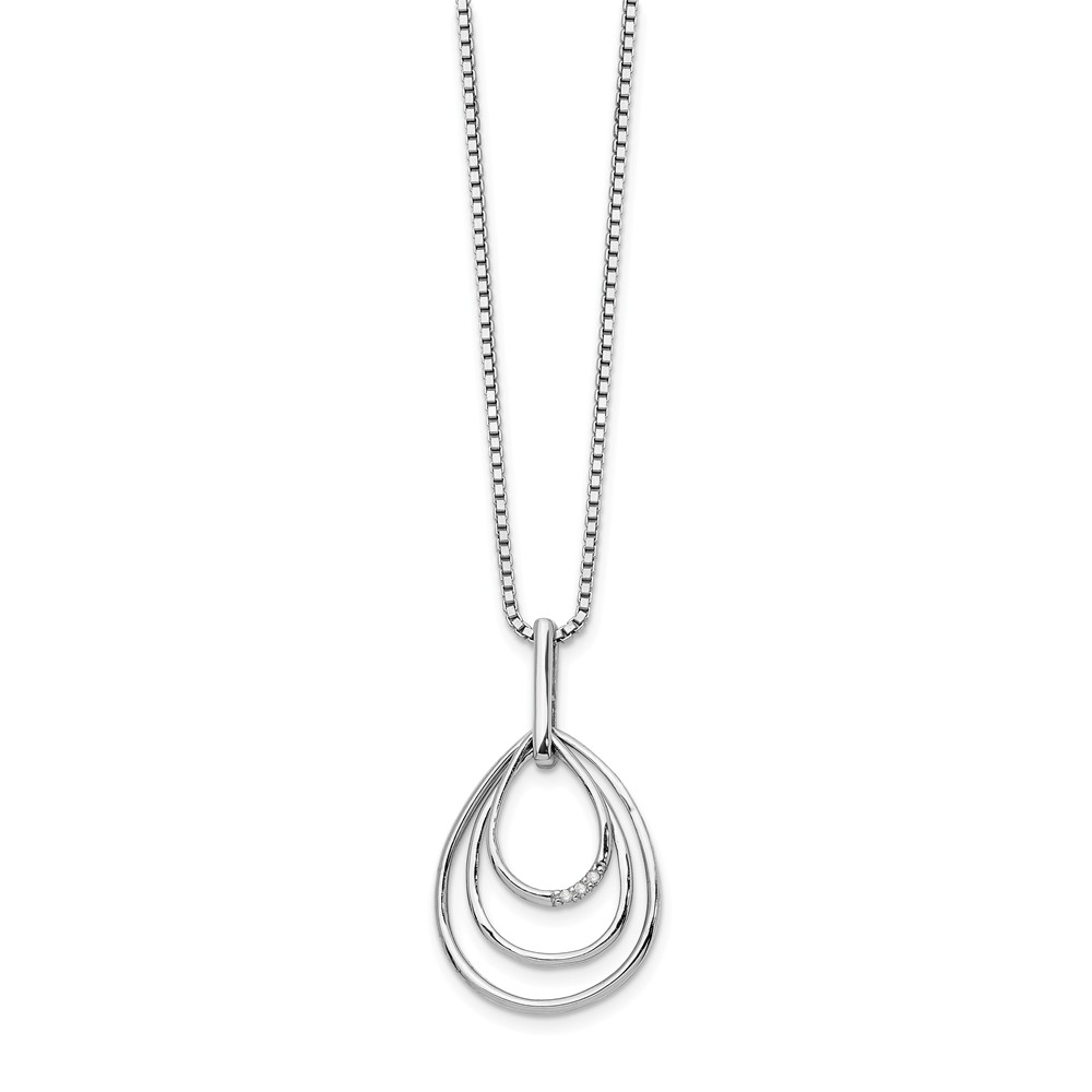 Qw332-18 18 In. Sterling Silver Teardrop Diamond Necklace