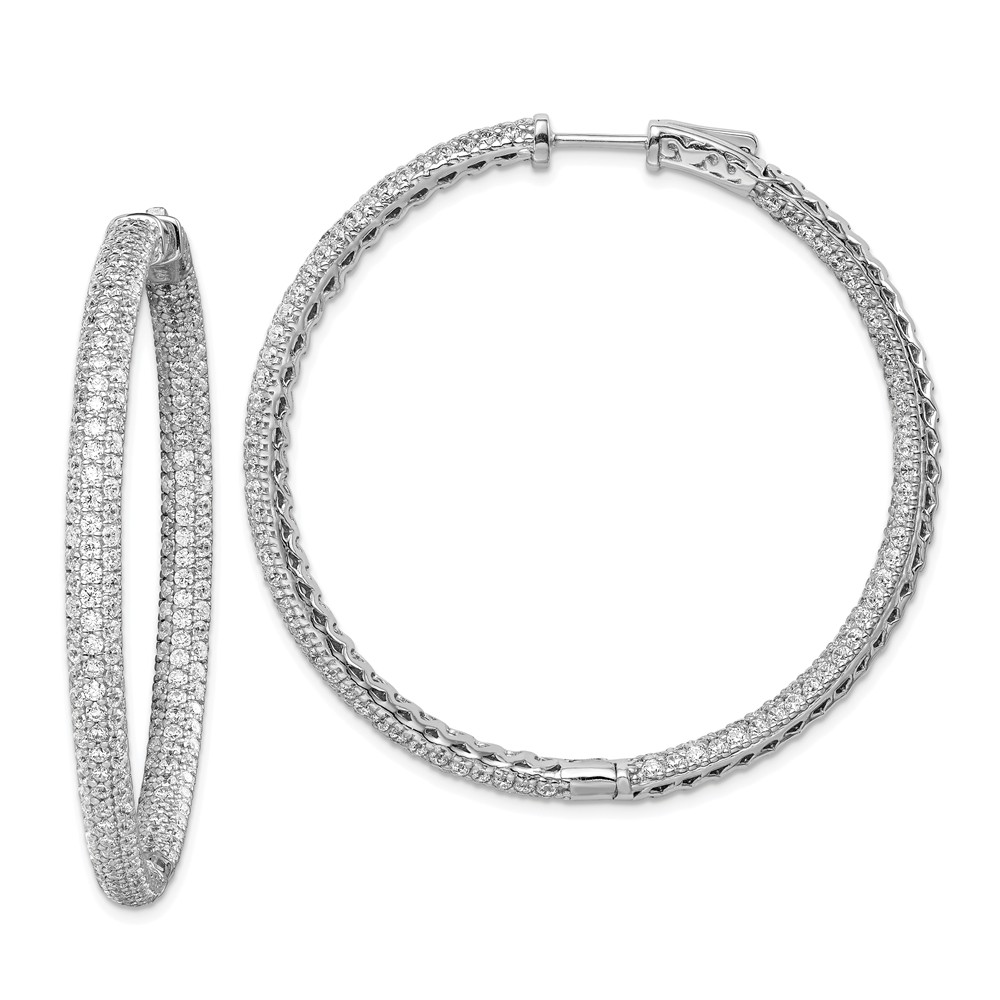 Qmp325 2 In. Dia. Sterling Silver Pave Cz In & Out Hoop Earrings