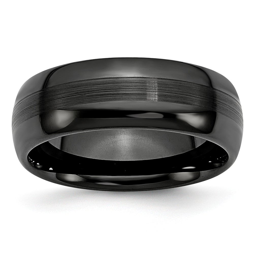 Cer12-10.5 8 Mm Ceramic Black Brushed & Polished Band, Size 10.5