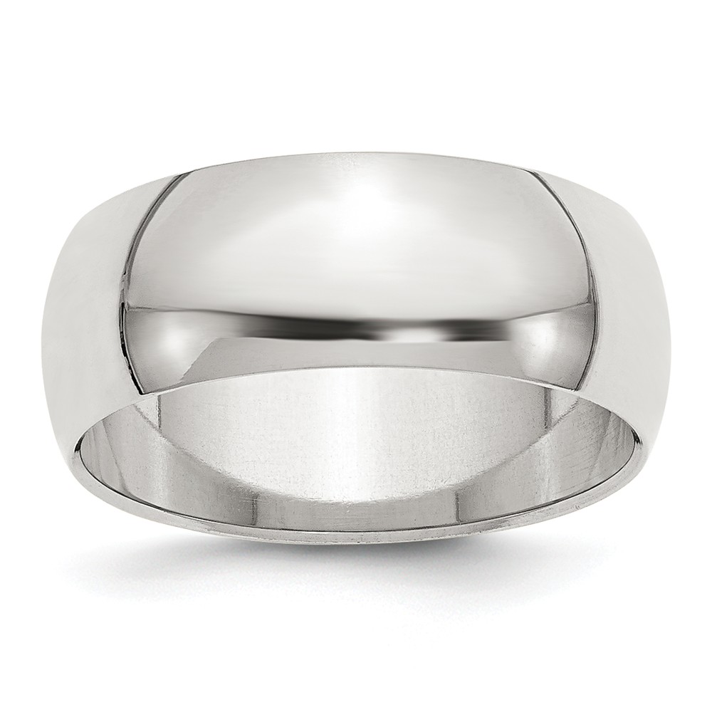 Qwh080-10 8 Mm Sterling Silver Half-round Band, Size 10