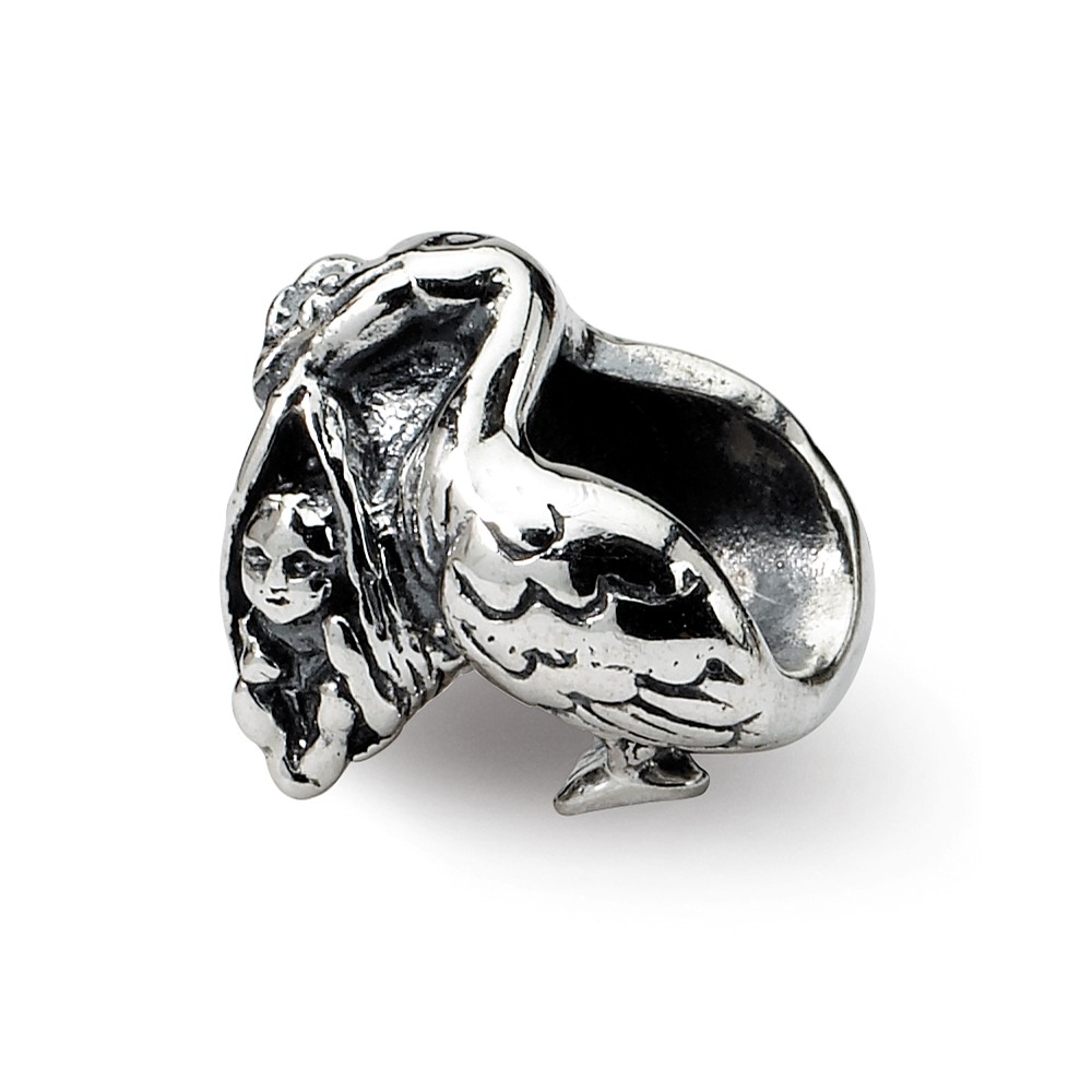 Qrs1198 Sterling Silver Stork Bead